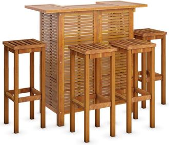 vidaXL Juego Muebles De Bar Para Jard&iacute;n 5 Pzas Madera Maciza De Acacia Vidaxl