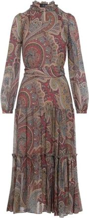 Etro Paisley Print Gelaagde Maxi Jurk - Dames - Maxi kleedjes - Veelkleurig - XS - Katoen - Kleedjes