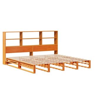 Berkfield Home Decorative Bookcase Bed Frame Wax Brown 180x200 cm Super King Sol