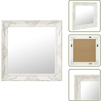 vidaXL The Living Store Specchio da Parete Stile Barocco 60x60 cm Bianco - Specchio barocco