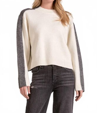 Elan Crewneck Colorblock Sweater In Grey/white