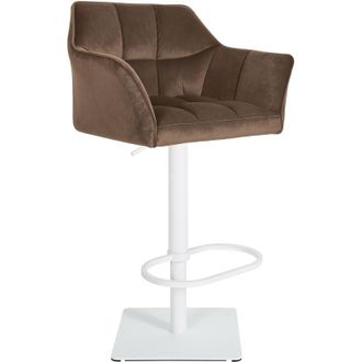 Clp Clp - Taburete De Bar Damaso Funda De Terciopelo Marr&oacute;n Blanco