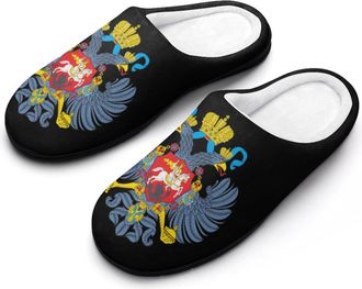 Generic Coat of Arms of Russia Cotton Womens Slip-on Slippers Winter Warm House Shoes with Rubber Sole for Home Office Hotel