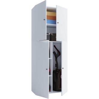 ebuy24 Armadio scopa in legno vcm 6 scomparti Armadio per la casa Dimensioni: l. 70 x a. 184 x t. 40 cm 4 Porte Rotanti - Lona (Sonoma rovere (S&auml;gerau))