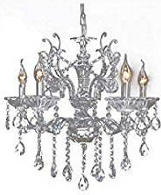 Trade Shop Trade Shop Traesio - Trade Shop - Lampadario Soffitto 5 Bracci A Sospensione Con Catena Gocce Pendenti Lampada A12 - Plata
