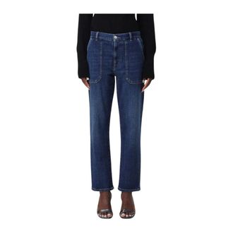 Pinko Straight Jeans, female, Blue, Size: W25 Cropped Straight Leg Jeans