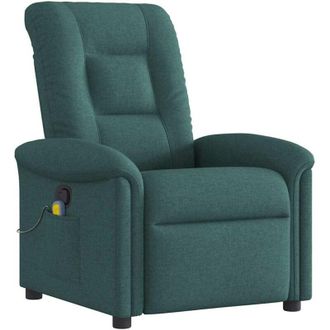 vidaXL Sill&oacute;n De Masaje Reclinable De Tela Verde Oscuro Vidaxl