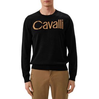 Roberto Cavalli Logo Jacquard Wool Jumper, Size Large