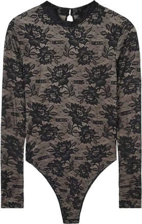 GCDS Lace Body met Logo - Dames - Bodies - Zwart - L - Tops