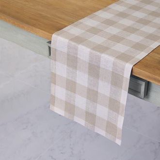 Solino Home Linen Table Runner for Dining Table, Holiday and Everyday Table Decor - Buffalo Check in Natural And White at Nordstrom, Size Xx-Small