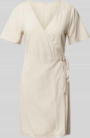 Vero Moda Tailliertes Wickelkleid aus Viskose-leinen-Mix Modell MYMILO in Sand, Größe L