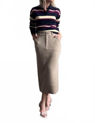 Guest In Residence Tailored Midi Skirt In Taupe