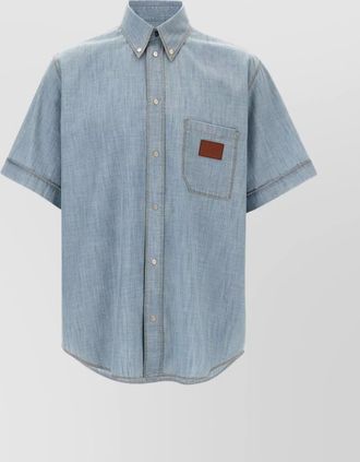 Fendi collared shirt with pocket and short sleeves