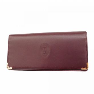 Cartier Bordeaux Leather Long Wallet (Bi-Fold) (Pre-Owned)