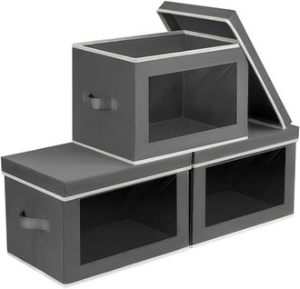 OEM Cajas De Almacenamiento Con Tapa - Cajas De Tela Con Tapa, Plegables Y Con Ventana, Ideales Para Guardar Ropa, Toallas Y Libros. Juego De 3 Unidades, 