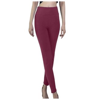 Generic Womens Winter Thermal Fleece Lined Stretchable Leggings High Waist Soft Warm Pants for Cold Weather Comfort Activewear (Red, XXXL)