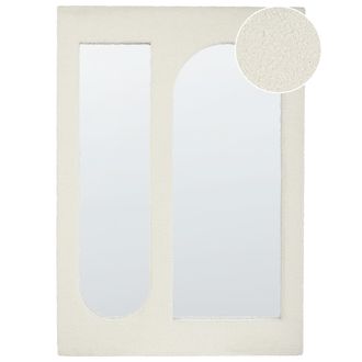 Beliani Beliani - Espejo De Pared Moderno Colgante Decorativo 70 X 100 Cm Marco De Mdf Forma Rectangular Tejido Boucl&eacute; Blanco Crema Marcigny