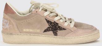 Golden Goose Sneakers Ball Star in pelle scamosciata con logo glitter