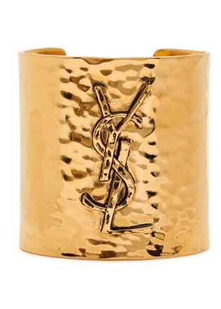 Saint Laurent Logo Hammered Cuff - Gold - M