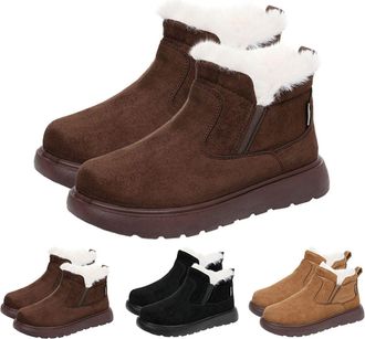 Generic Womens Winter Snow Boots Waterproof Warm Fur Lined Booties Slip on Ankle Boots Thickened Insulated Comfortable Outdoor Shoes for Cold Weather Coffee