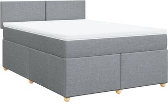 vidaXL Vidaxl - Cama Box Spring Con Colch&oacute;n Tela Gris Claro 140x200 Cm