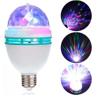 OEM [mai Usato]lampada Da Festa A Led, Lampadina Led Multicolore Da 3w A Rotazione Automatica, Effetto Luce Da Discoteca, Adatta A Tutte Le Lampade Con At