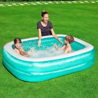 Trade Shop Trade Shop - Piscina Inflable Al Aire Libre 2 Anillos Rectangulares 201 X 150 X 51 Cm Jard&iacute;n