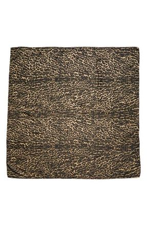 Saint Laurent Leopard Print Silk & Cashmere Square Scarf in Beige/Black at Nordstrom