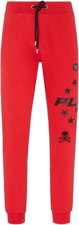 Philipp Plein Cotton Fleece Joggers - Heren - Sweatpants - Rood - 3XL - Katoen - Broeken