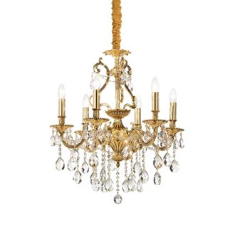 Netlighting Gioconda 6 Light Crystal Chandelier Antique Gold Finish E14 in Clear
