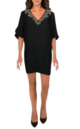 Aidan Mattox Beaded V-Neck Short In Black