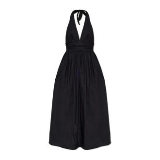Matteau Maxi Dresses, female, Black, Size: XL Plunge Halter Dress