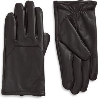 Nordstrom Mens Faux Fur Lined Leather Gloves in Coffee Bean at Nordstrom, Size X-Large