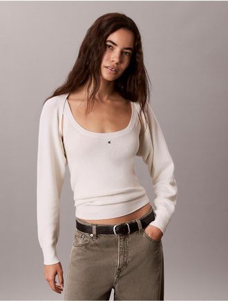 Calvin Klein Jeans Calvin Klein Womens 2-In-1 Cardigan Tank Set - White - XL