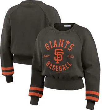 WEAR by Erin Andrews Womens WEAR by Erin Andrews Black San Francisco Giants Vintage Washed Cropped Pullover Sweatshirt at Nordstrom, Size Xx-Large