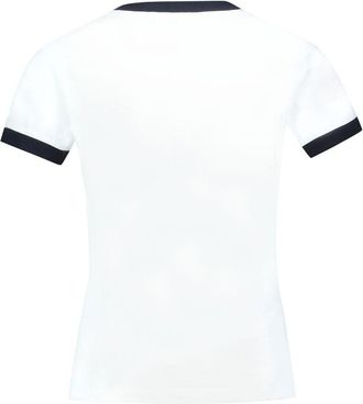 Ganni Womens Kitty Print Cotton T-Shirt White