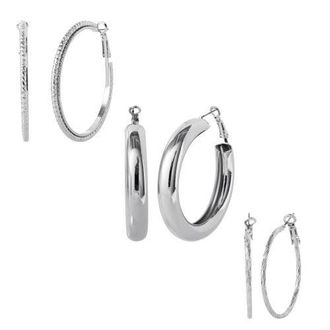 Jessica Simpson 3-Piece Textured Silver-Tone Hoop Earring Set at Nordstrom