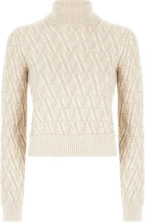 Fendi Dames, Truien, Beige, Maat: 3XS