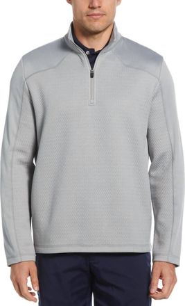 PGA TOUR Mens Textured Long Sleeve Quarter Zip Sweatshirt In Quarry Heather