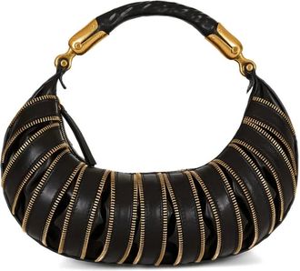 Balmain medium Ebene zip-detail crescent shoulder bag - Black