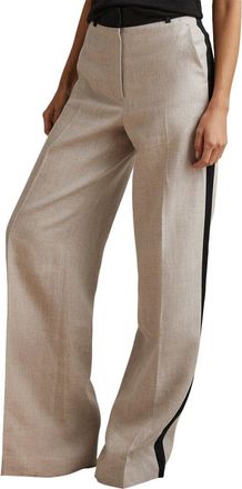 Reiss Luella Wide Leg Side Stripe Linen Trouser