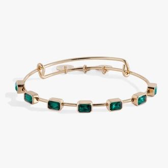 Alex and Ani May Birthstone Emerald Cut Bangle in Gold at Nordstrom