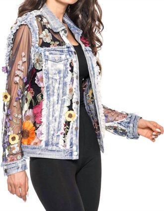 ADORE Embroidered Denim And Lace Jacket In Fall Bloom