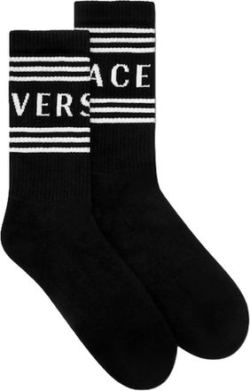 Versace Unisex 90S Style Vintage Logo Tube Socks In Black