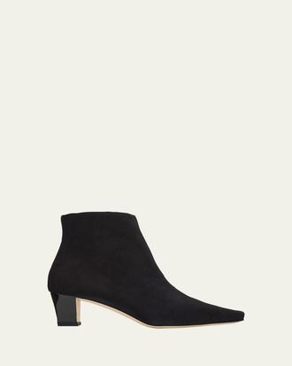Manolo Blahnik Jaima Suede Side-Zip Ankle Boots