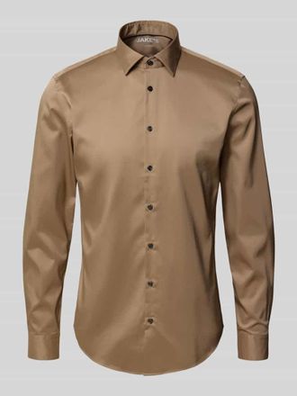 Jake*s Slim Fit Business-Hemd mit Kentkragen in Dunkelbraun, Gr&ouml;&szlig;e 41/42