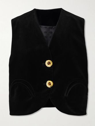 Blazé Milano Gilet In Velluto Di Cotone Con Cristalli Jealousy Gliss - Nero