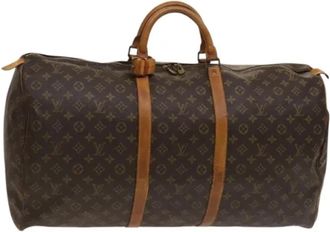 Louis Vuitton Tweedehands Canvas Louis Vuitton tassen - Dames - Vintage Weekendtas - Bruin - ONE Size - Leer - Vintage