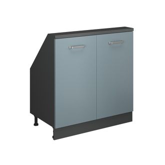 Vicco Armario De Cocina Para Techo Inclinado R-line, Gris Azulado/antracita, 80 Cm Con 2 Puertas, Vicco
