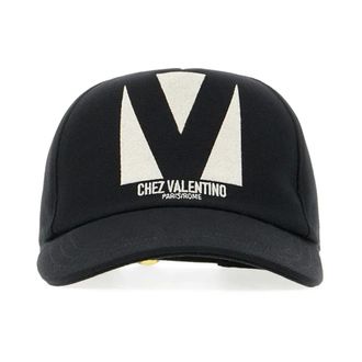 Valentino Garavani Caps, male, Black, Size: 58 CM Chez Valentino Cotton Baseball Cap